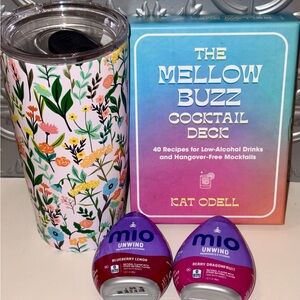4 Pc Non-Alcoholic Theme Gift Set: Coffee Mug, 2 MiO Unwind The Mellow Buzz Book